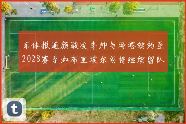 东体报道颜骏凌李帅与海港续约至2028赛季加布里埃尔或将继续留队